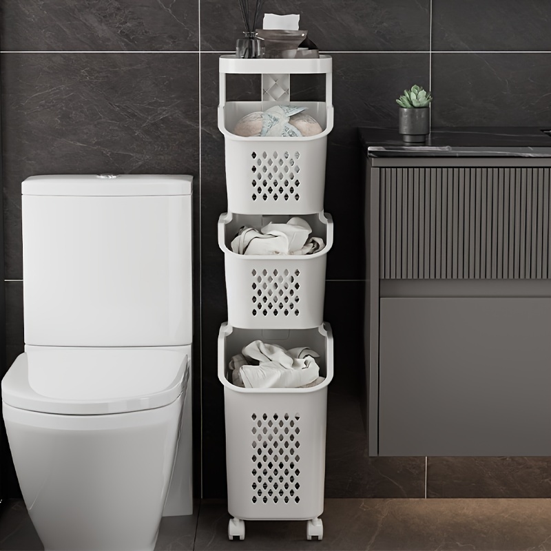 versatile 2 in 1 laundry hamper with detachable trash bin durable plastic perfect for bathroom home storage laundry hamper with lid washer machine portable details 0