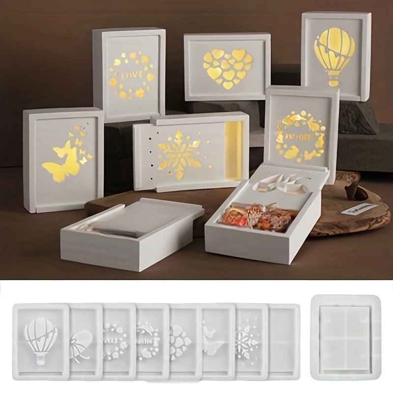 

Resin Casting Molds 8 Gift Box Plaster Molds Diy Ornaments Storage Box Silicone Mold Mirror Glue Mold