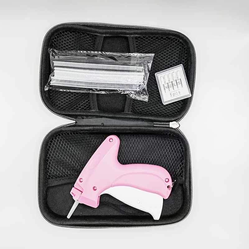 TEMU Kit de pistolet à étiquettes pour vêtements avec mallette de rangement rigide, inclut 2000 attaches d'étiquettes (1000 noires et 1000 blanches)