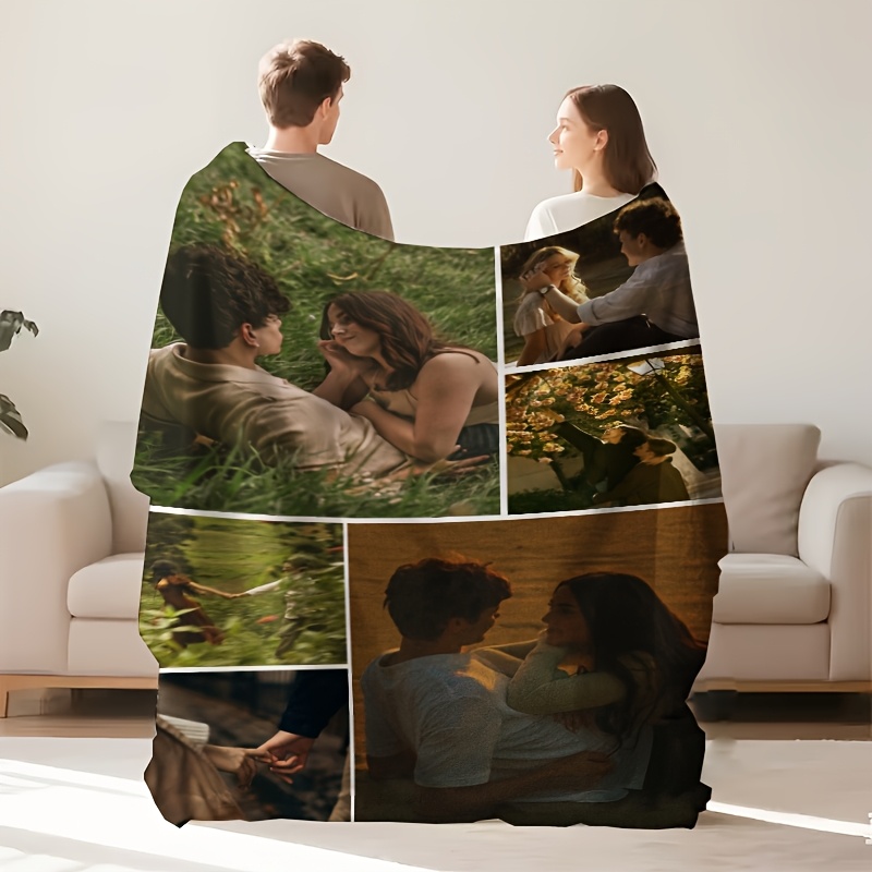 TEMU 1pc Of Custom Photo Blanket - Personalized Family Photo Design, Featuring Photos, Custom-made Blanket. Made Of Polyester Suitable For , Printed.