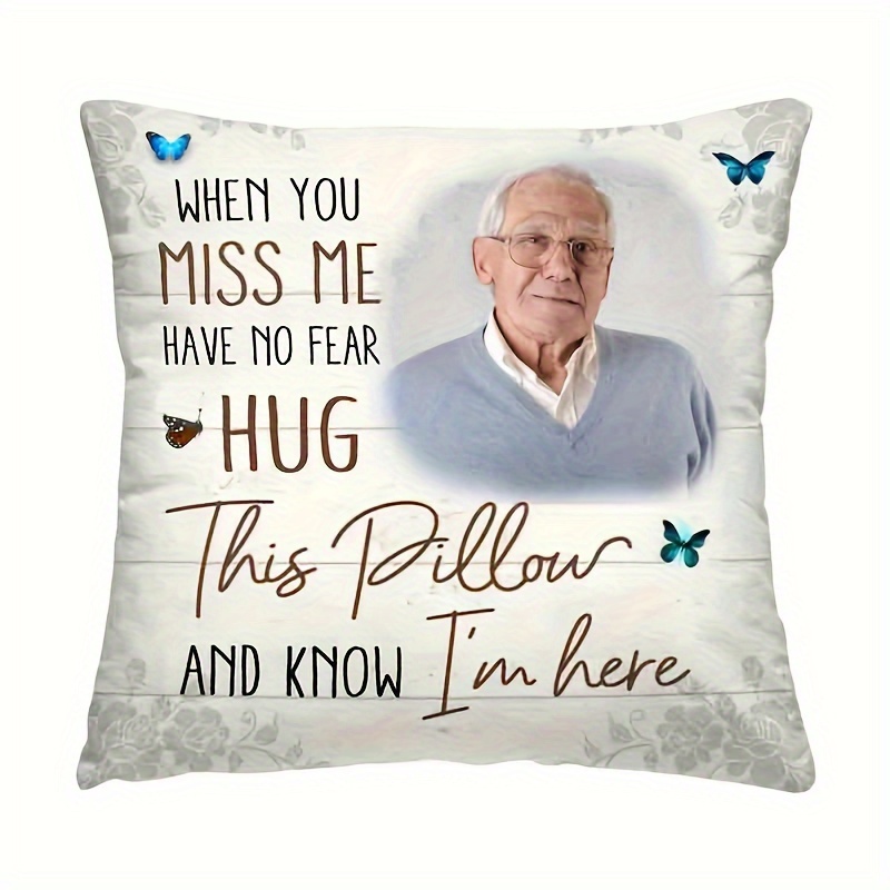 

Customizable 18x18 Inch Polyester Plush Pillow Cover - 'when You Miss Me, Hold Your Pillow Close And ' Design - Sofa & Bedroom Decor, Zip Closure, Hand Wash Only (pillow Not Included)