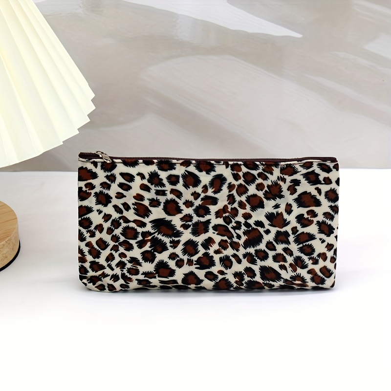TEMU Borsa per Trucco con Stampa Leopardata Borsa per Trucco Quadrata Orizzontale con Cerniera Borsa per Trucco da Donna