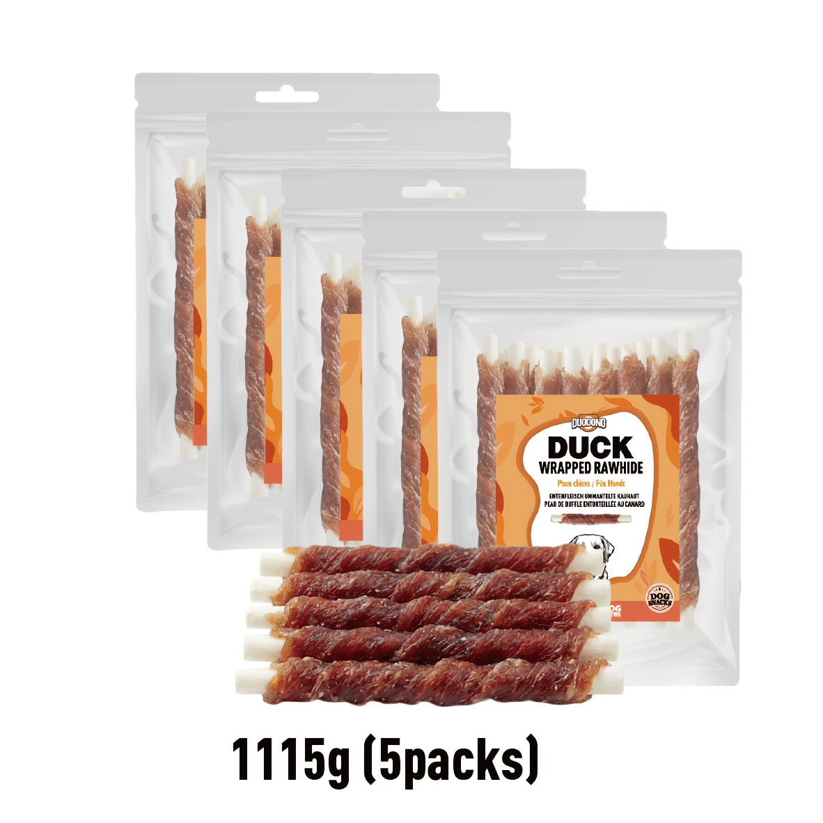 Image of Duck Wrapped Rawhide Dog Chews Suitable For Tear Stain & Treats, Long Lasting High Protein Grain-free Chew Sticks With Duck Flavor, Suitable For Puppies And Dogs