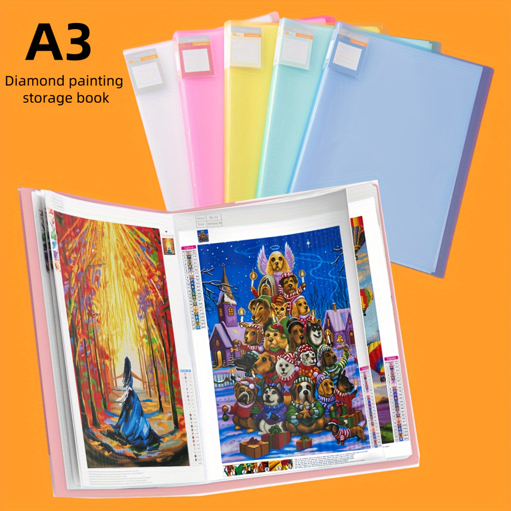 

1pc 30pages A3 Diamond Painting Storage Book For Diamond Painting Kits, Diamond Art Painting Portfolio Presentation Storage Book Folder Clear Pockets 11.8 X15.7inches (blue + Pink)