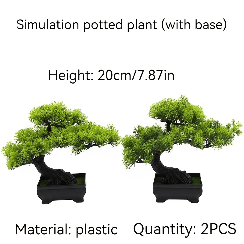 TEMU 2pcs Faux Pine Bonsai Potted Plants, Artificial Bonsai, Suitable For Bedroom, Living Room Desktop Home Ornaments, Indoor Space And Wall
