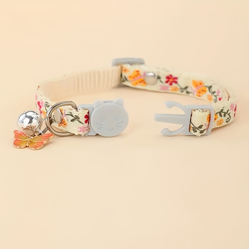 adjustable nylon pet collar with embroidered   and   bell charm suitable for cats and small dogs Product details 4