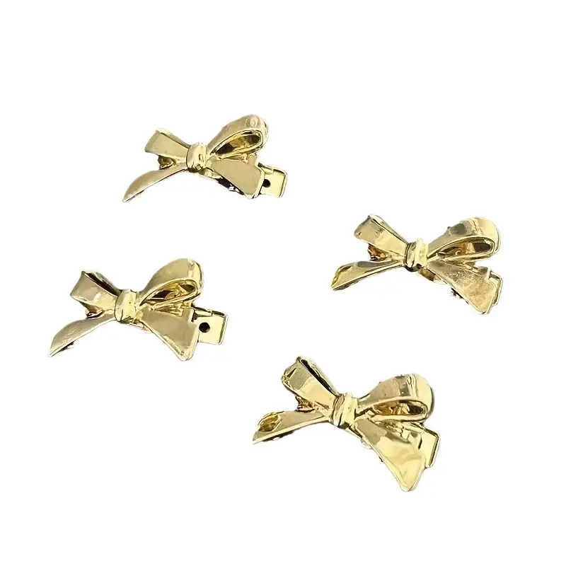 4pcs elegant alloy bow hair clips for women   metallic hairpins with intricate   secure hold for bangs side hair versatile hair accessories for casual formal styles cute hair clips bohemian style hairpins durable hairpins Product details 4