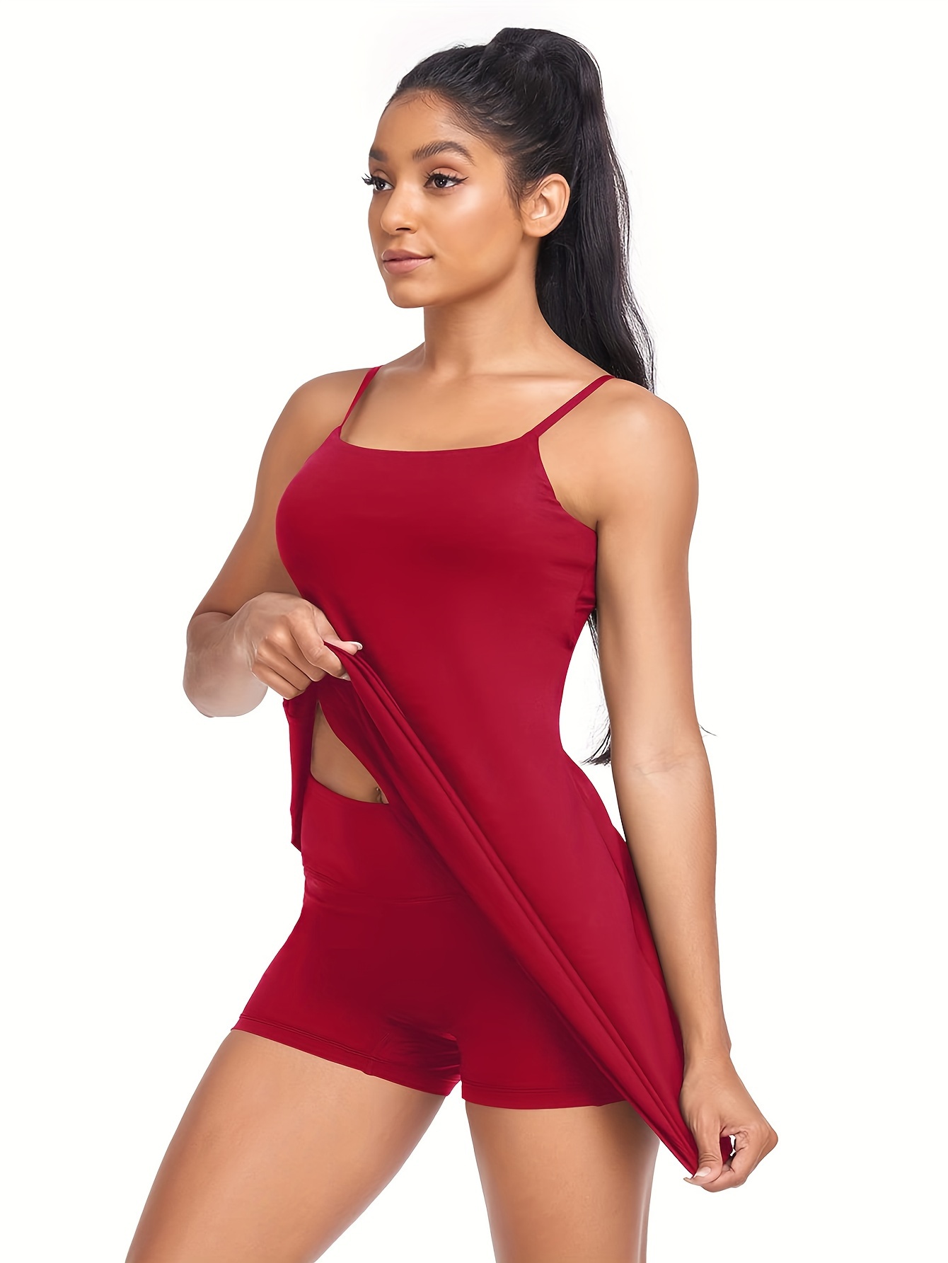 womens tennis dress built in separate shorts bra workout