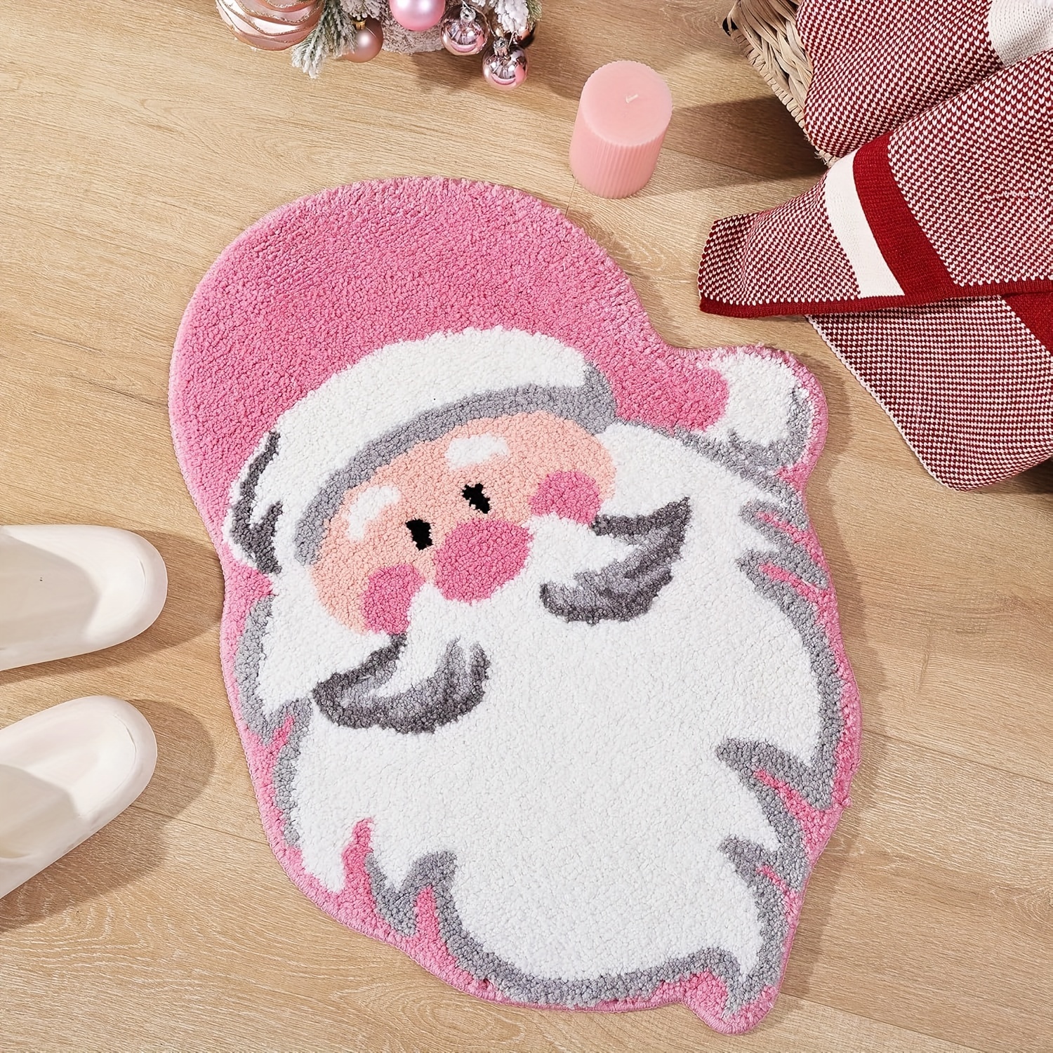 

1pc Christmas Bath Mat, 40x60cm, Polyester Rug, Mat, Decor For &