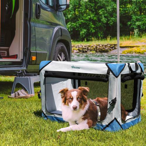 1pc modern metal collapsible dog crate 4 door portable travel kennel with durable breathable mesh windows foldable soft sided pet crate for indoor outdoor use no electricity needed 30 l x 21 w x 21 h