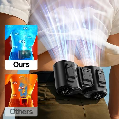 10000mah 35 hour usb rechargeable portable waist clip fan 5 speed adjustable personal cooling fan for outdoor work fishing hiking