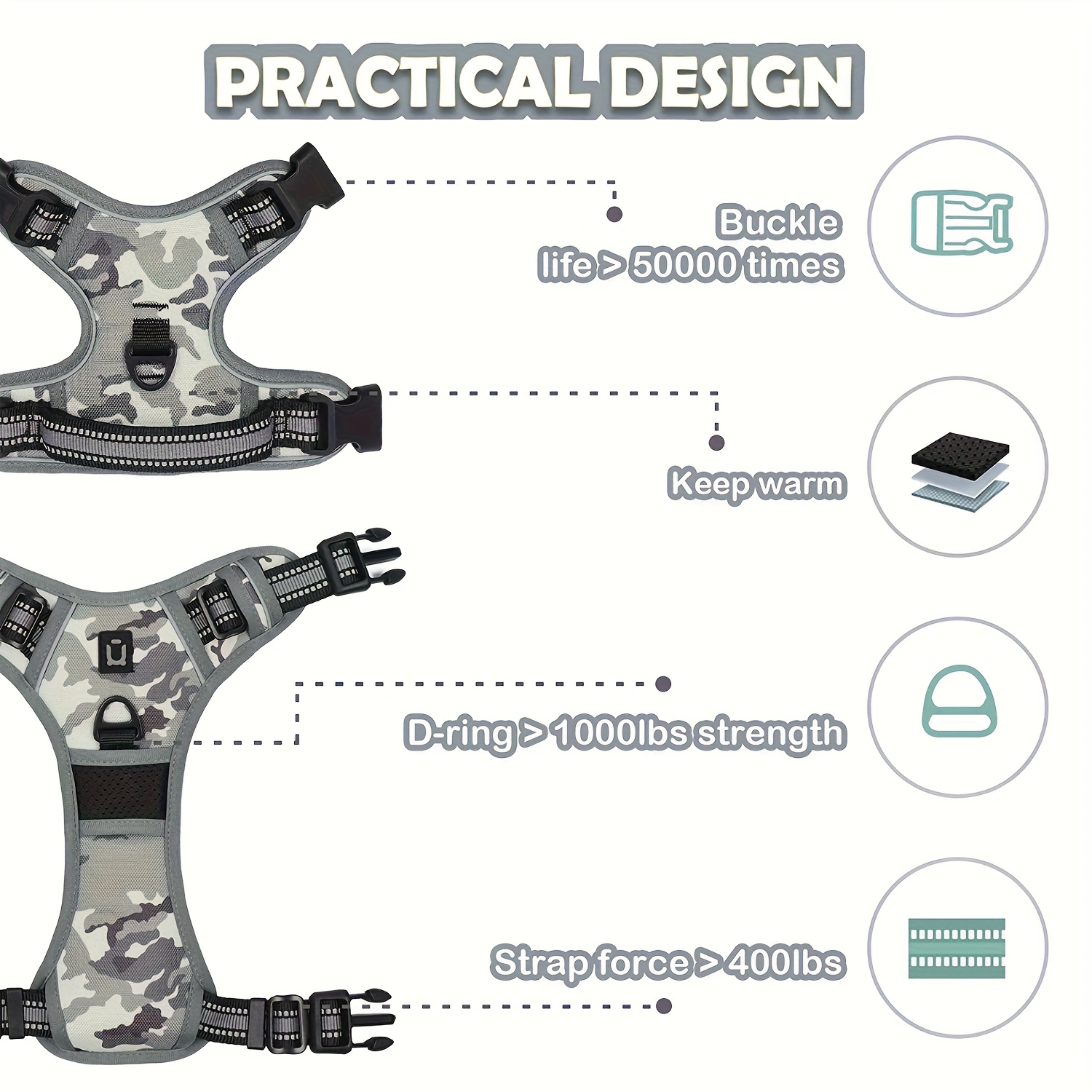 reflective   dog harness with handle for easy walking and training 5