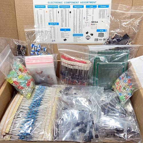 kit de 1900 piezas de componentes electrónicos , + condensadores + resistencias + leds + transistores + conectores + + amplificadores operacionales