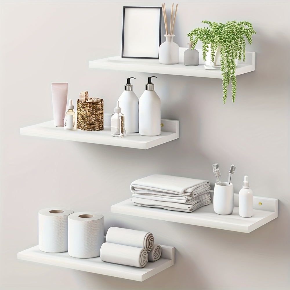 

4pcs Floating Shelves, Bathroom Decor, Wood Decor For , Decor, , (/// )15.8x5.9in