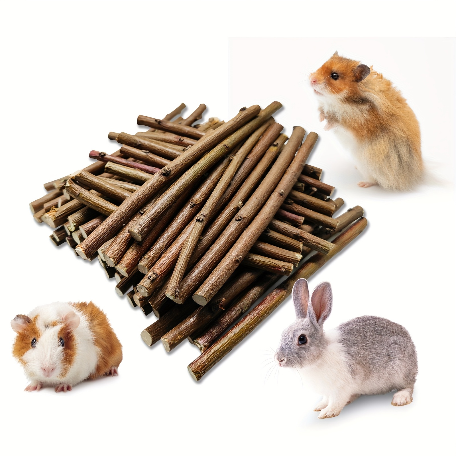 natural wooden tree hanging chew toy rabbits guinea Temu