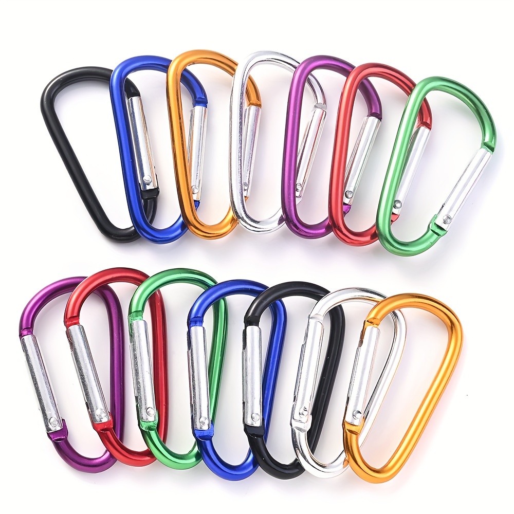 

30/50/100pcs Aluminum D Ring Carabiners Clip D Shape Spring Loaded Gate Small Keychain Carabiner Clip Set Outdoor Camping Mini Lock Snap Hooks Spring Link Key Chain Durable Improved
