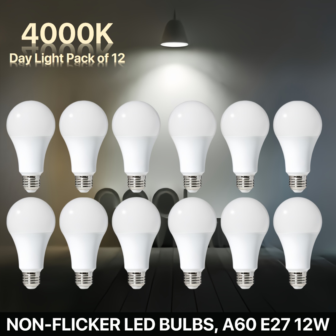 12pcs led light bulbs 100w equivalent a60 e27 edison screw bulbs 12w 1140lm cool white 6500k daylight white 4000k warm white 3000k ac 220v 240v non dimmable for bedroom living room home lighting