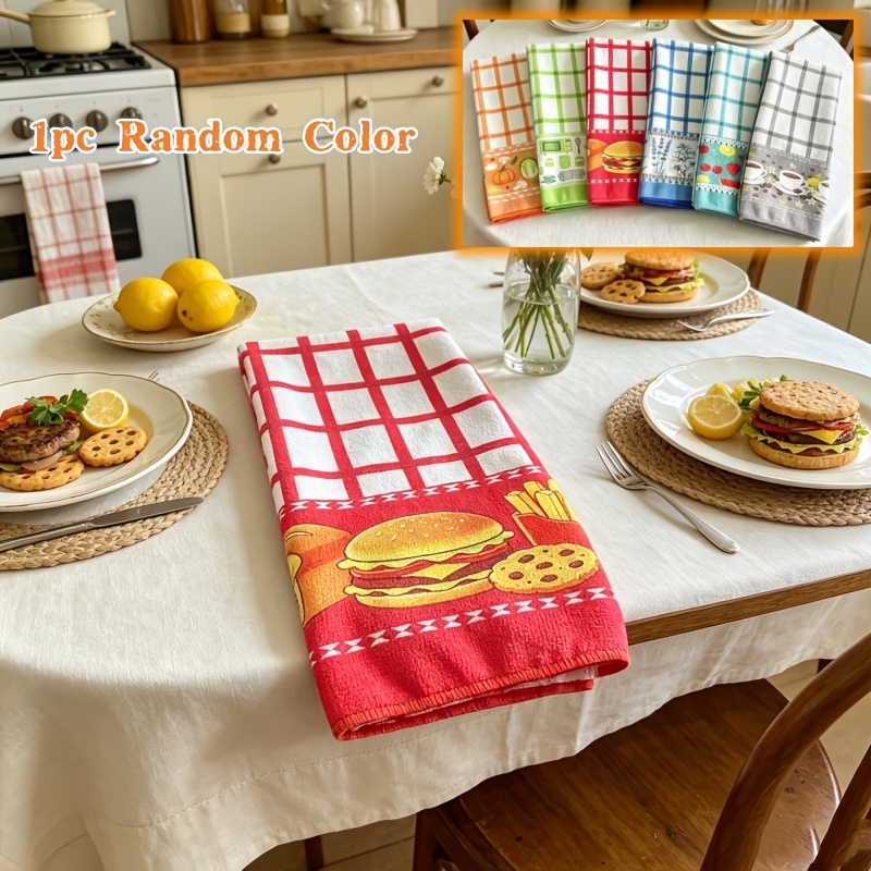TEMU 1pc Checkered Printed Kitchen Cleaning Cloth, Absorbent And Quick-drying, Soft And Skin-friendly, Non-shedding Scouring Pad, Random Color, 40 X