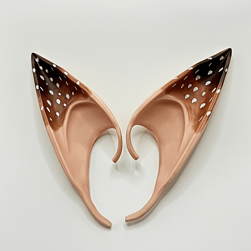 TEMU 1 Pair Deer Spirit Elf Ears | Bionic Fawn Spots Cosplay Earrings, For Anime Cosplay And Festival Parties, Such As Halloween, Christmas, Etc