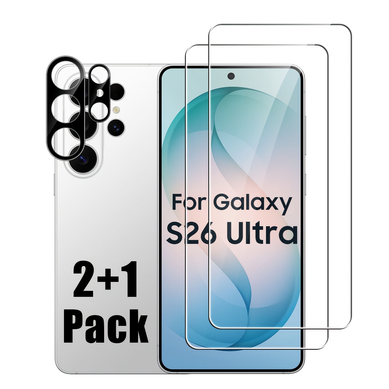 TEMU 2+1 piezas Adecuado para Samsung Galaxy S26 Ultra/S26+/S26 Plus/S26, un protector de lente, Cobertura de pantalla completa, Soporta el