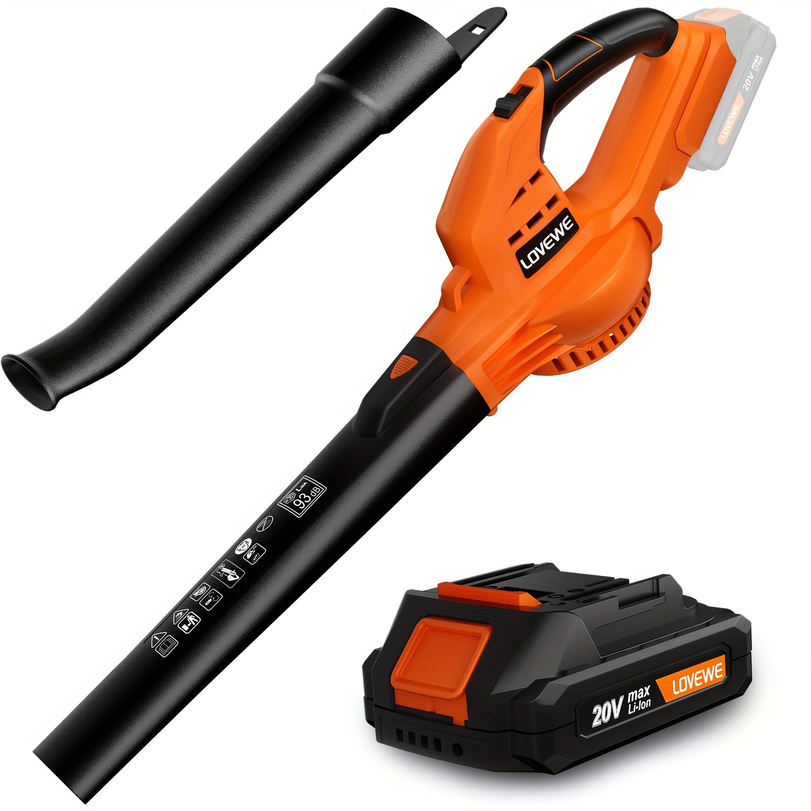 

Lovewe Cordless Leaf Blower, 150mph Handheld Electric Leaf Blowers With 2.0ah Battery & Fast Charger, 2 Speed Mode, 20v Battery Powered Leaf Blowers For Cleaning Patio, Yard, Sidewalk
