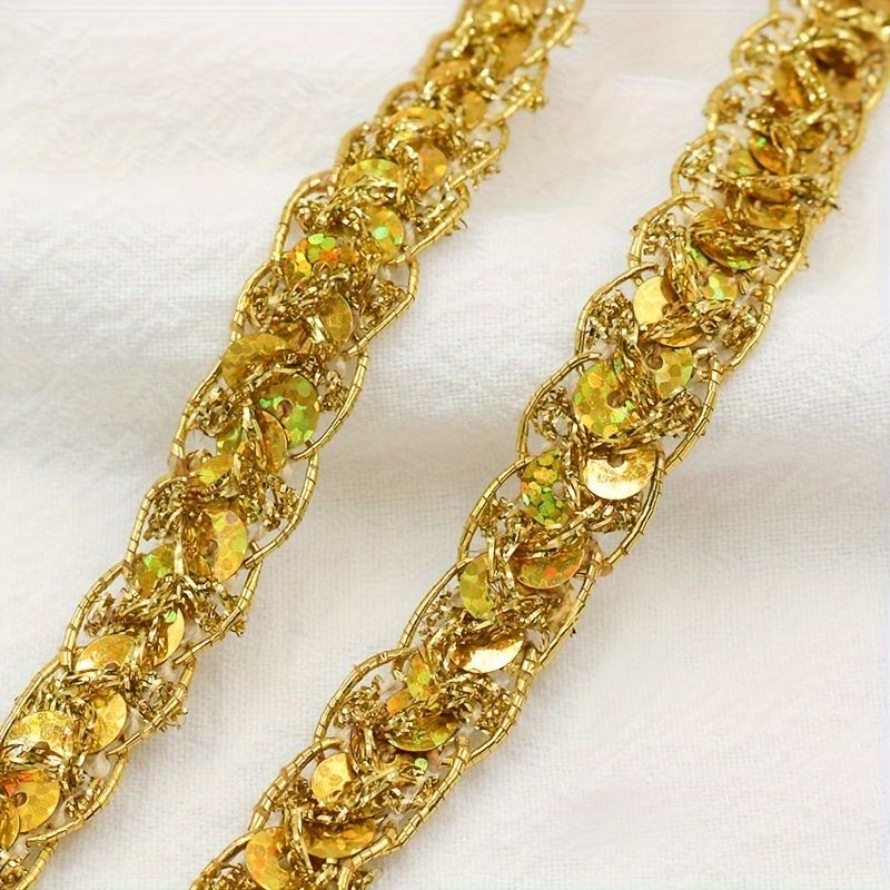 13 Yards 1cm Wide Golden And Silvery Wire Wavy Laser Glitter Trim Small Lace Dance Wear Bag Hat Additions