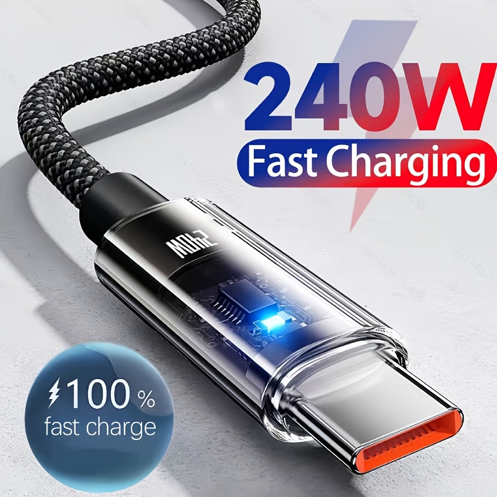240w nylon usb type c super fast charging cable for samsung xiaomi huawei honor led   usb c charger data cord