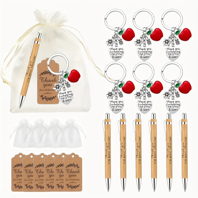 Detalles Aprecio Personal Llaveros Agradecimiento FRIUSATE - Pack 36 Piezas - Incluye Tarjetas Y Bolsas Organza - Regalos Empleados, Profesores Llaveros Inspiradores Colegas