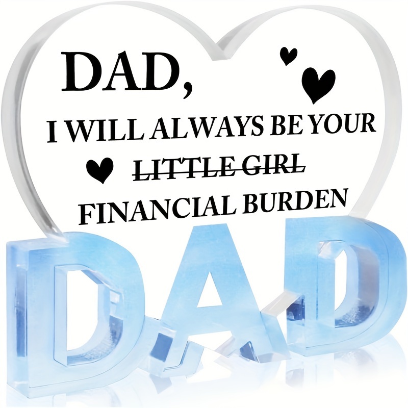 TEMU Acrylic Heart Desk Decor With Base - Dad Gift For Men, Father's Day Thanksgiving Day Christmas Desk Accessory For Home Office - Thoughtful Cheer Up Present