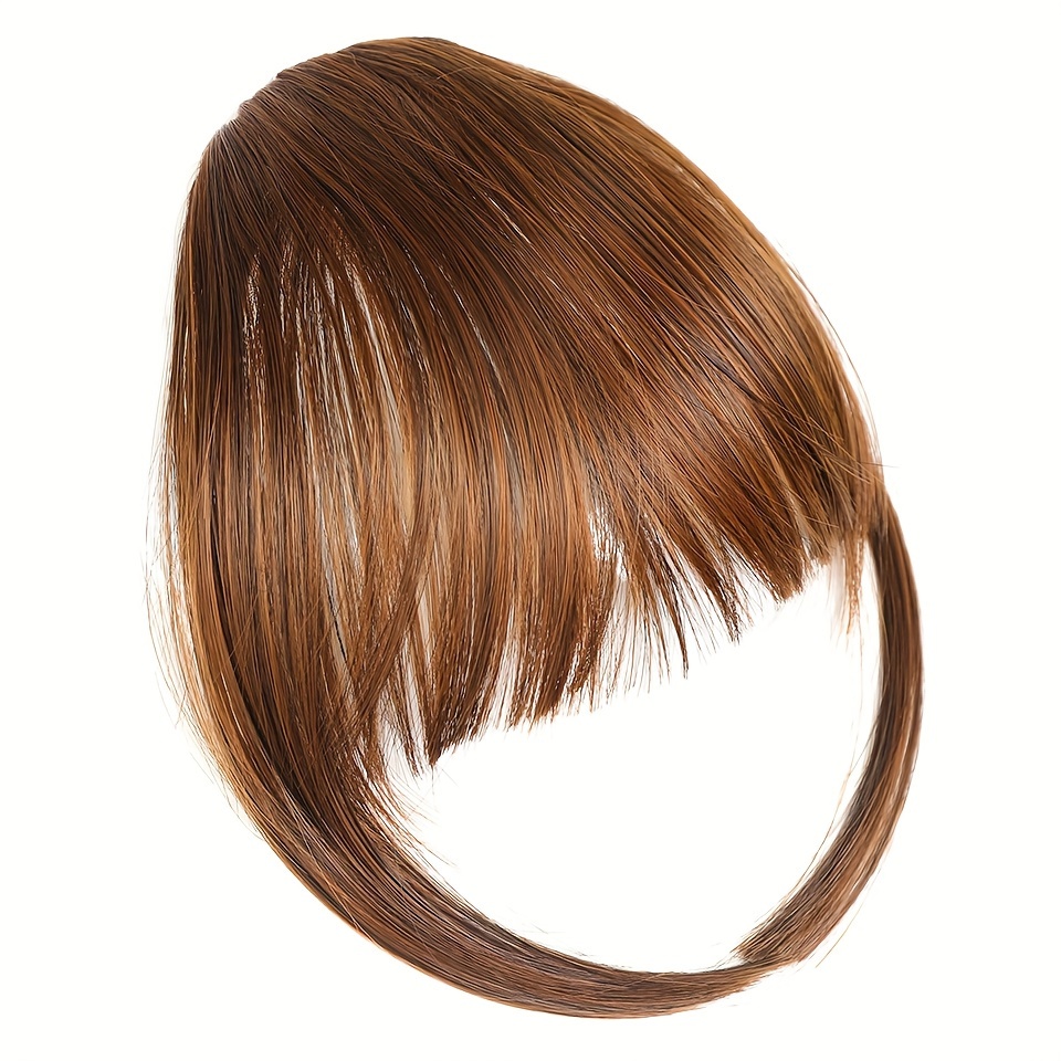 womens clip in synthetic hair bangs extensions straight hair fringe with   hairpieces   for   basics style in brown details 7