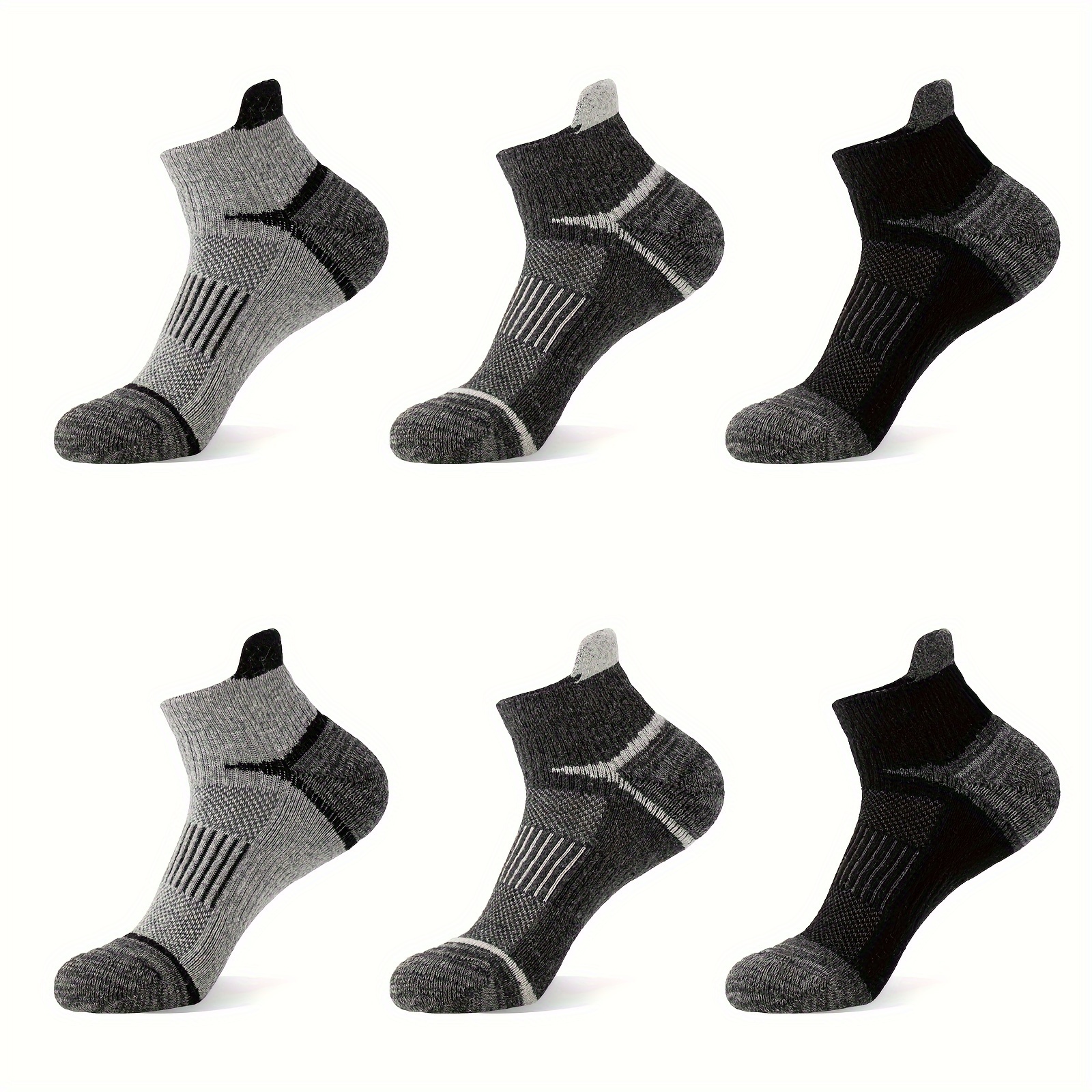 

6 Pairs Merino Wool Ankle Running Hiking Socks Support Cushion Socks For Women Men. Unisex Socks For Men's Outdoor Basketball Training, Activitie