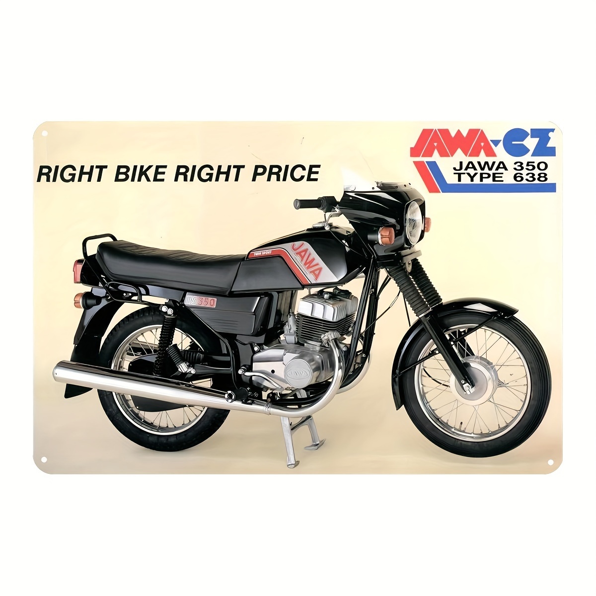 

Jawa Motorcycle Vintage Metal Tin Sign (8"x12") - Perfect For Man Cave, Garage, Or Farmhouse Decor | Earthy Tan Wall Art