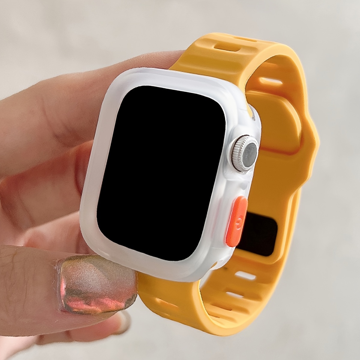 2pcs for Apple Watch Band & Case Combo - Adjustable Silicone Sport Strap with Hollow-Out Soft Protective Cover, Breathable Comfort Fit for Series 1-11/Ultra/SE, 38-49mm, Compatible with 40/41/42/44/45/46/49mm, Durable Protective Case Accessories