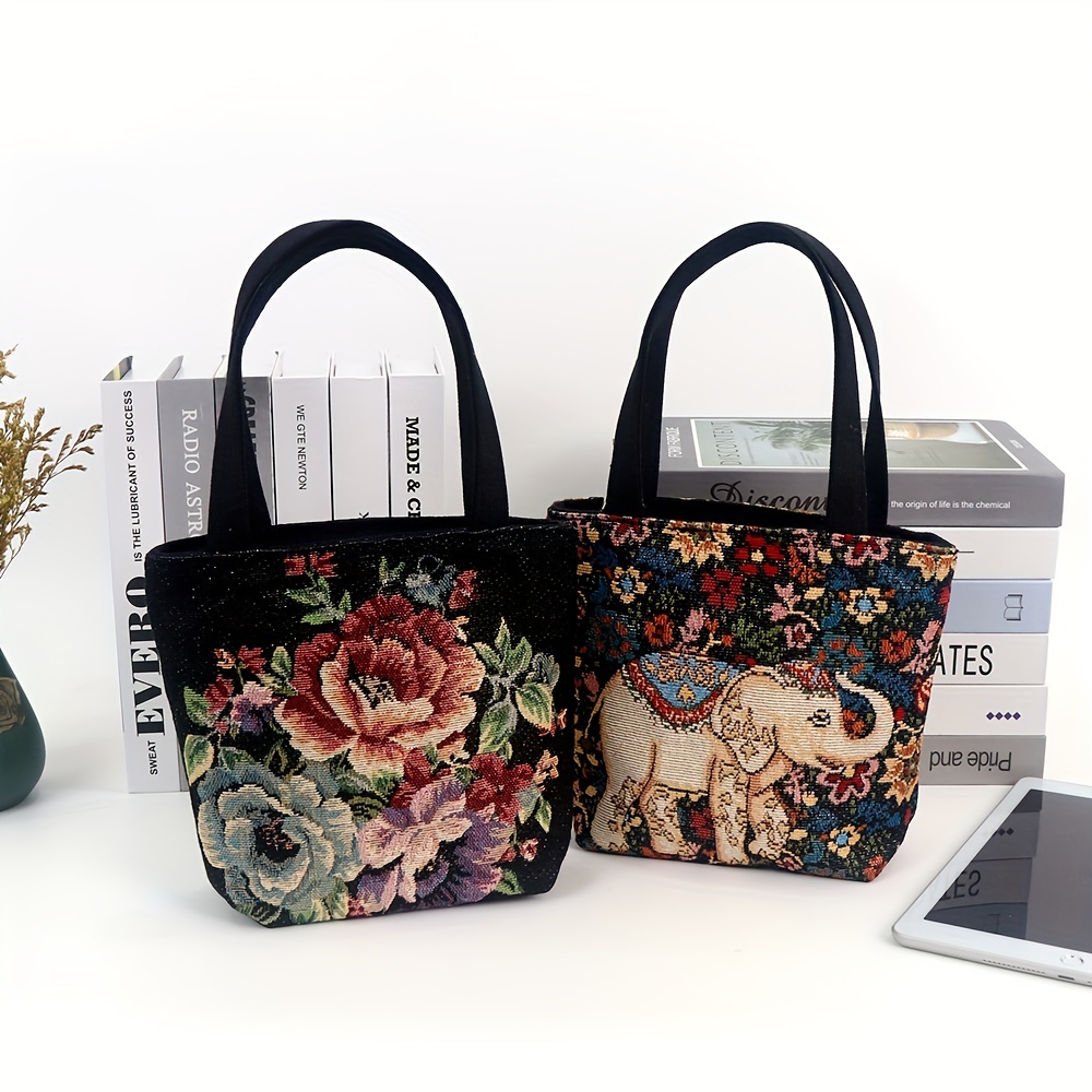 

1pc Minimalist Black Canvas Tote Bag With Embroidered , Fixed Shoulder Straps, Zipper Closure, Polyester , Accessory For Women - Daily Use Cosmetic Bag
