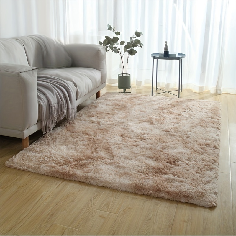 1pc nordic style fluffy area rug soft and shaggy floor carpet for living room bedroom tea table sofa or bedside thickened high elastic bottom for floor mat light beige   decor details 1