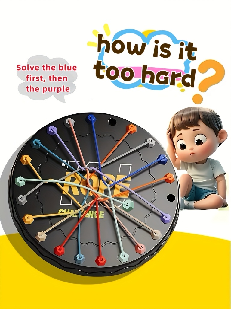 Colorful Rope Challenge Board Game, Enhances Logical Thinking&Creativity, Ideal for Teens&Family Fun, Perfect Gift for Valentine's Day, Thanksgiving, Christmas & New Year, Teen Puzzle Game Strategy Game