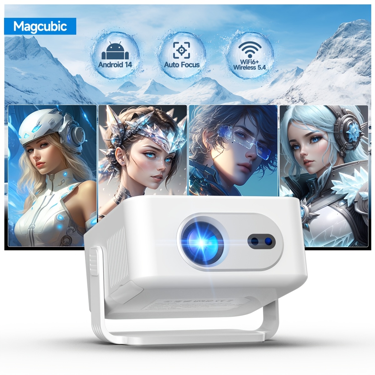 Magcubic 2026 Hy300max Projector 14 Auto Focus Projector Native 720p Support 8k H726 Processor 0.8:1 Throw Ratio Built-in Speaker And Lightweight For Home Office Presentations Projector