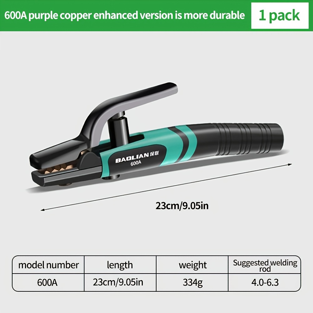 TEMU 300a, 600a, Electric Welding Pliers Arc Welding Rod Holder, Heat Concentrated Pliers Head, Anti-scald Insulation Handle, Purple Copper Material