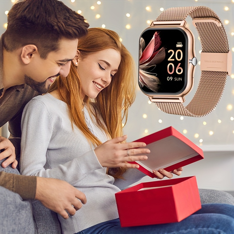 Smartwatch with Stainless Steel Mesh Band, Multiple Sports Modes, Compatible with iPhone and Android Systems, Best Gift Choice
