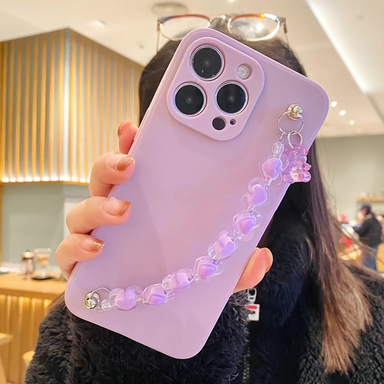 

Fashionable And Classic Universal Phone Case For 14, 15 Pro Max C, With A Purple Love Heart Bear Design, Suitable For 7g/8g Se2.