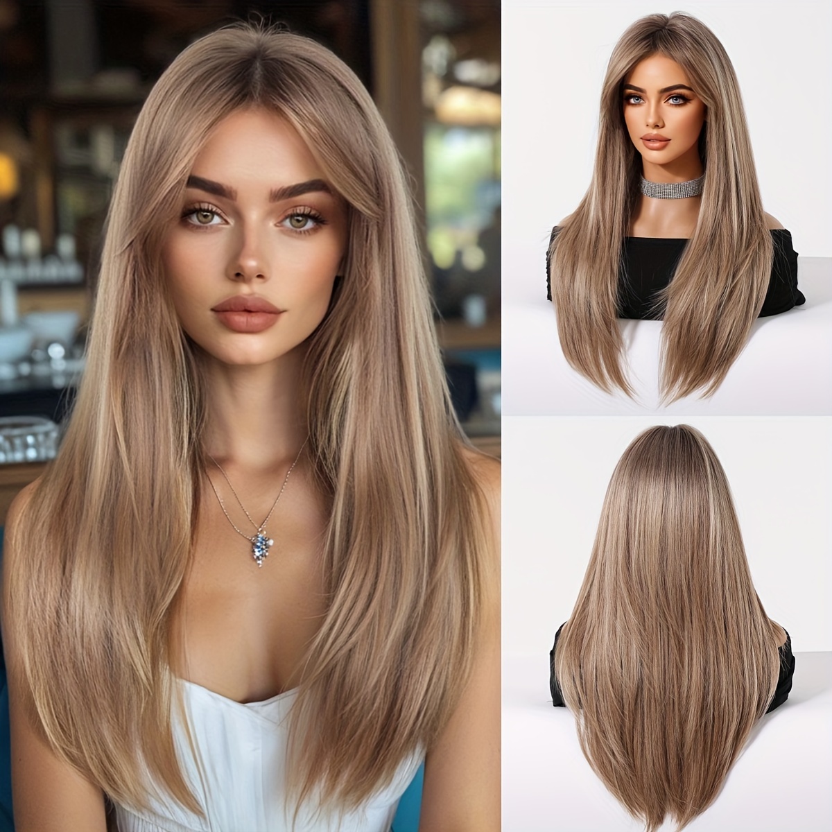 

Luxurious Light Brown Matte Long Straight Wig For Women - Elegant Silk, 100% Density With Cap, & Fashionable For All , Fashion Accessory| Wig|tang Long Silk, Wig Accessories