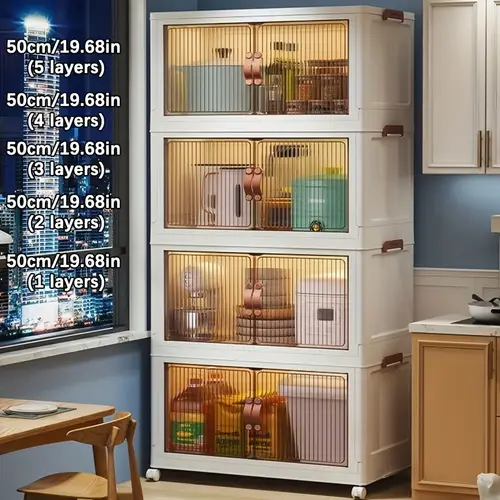 foldable storage 2 3 4 5 layers large double opening storage organizer large storage box with lid and wheels for clothes snacks toys and books home office outdoor foldable container kitchen storage organizer