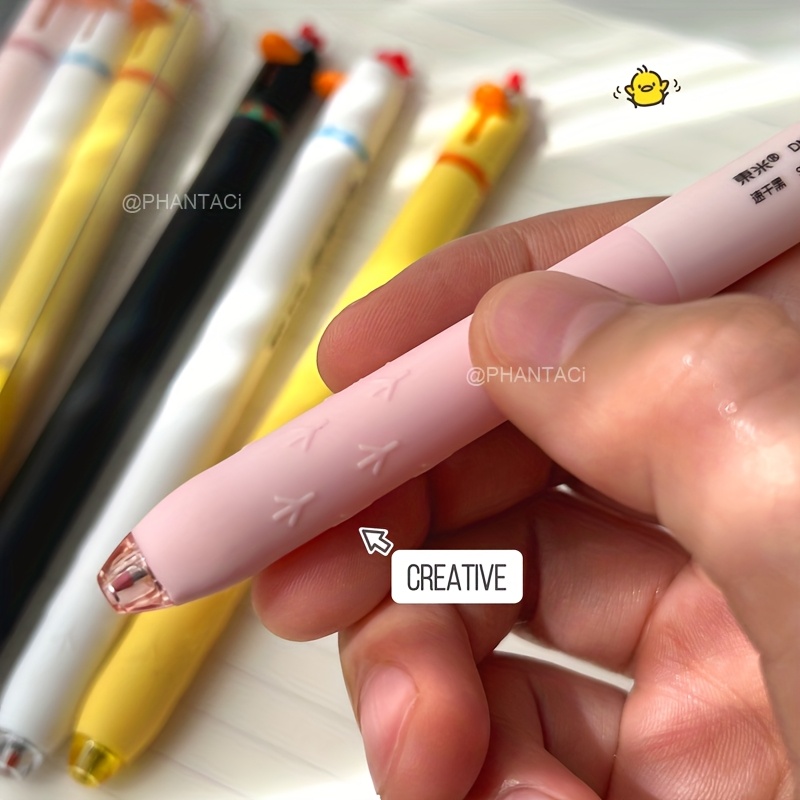 8pcs duck and chick gel pen creative duck rotate gel pen chick   pen 0 5mm black writing pen office supplies small gift Product details 5