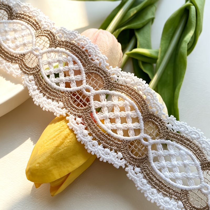 TEMU Bordure dentelée en dentelle brodée 3D, fournitures pour costumes de spectacle, bordure de décoration de rideau artisanale, matériaux de couture