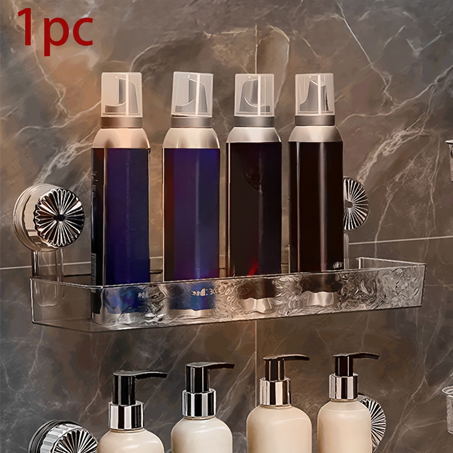 TEMU 1pc Transparent Acrylic, Shower Caddy, Wall-mounted Bathroom Organizer No Drilling Required, Detachable Shower Rack Bathroom Shampoo And Shower