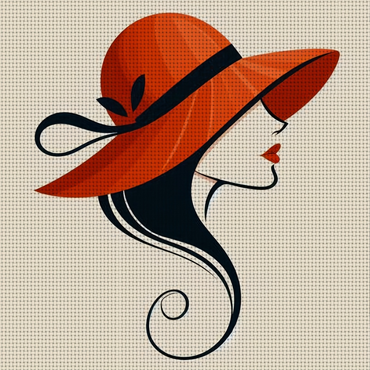 TEMU 1pc Printed Diy Stitch Kit, Frameless, " Hat" Pattern, Perfect For Beginners' Relaxing Craft Time, Allows You To Experience The Full From