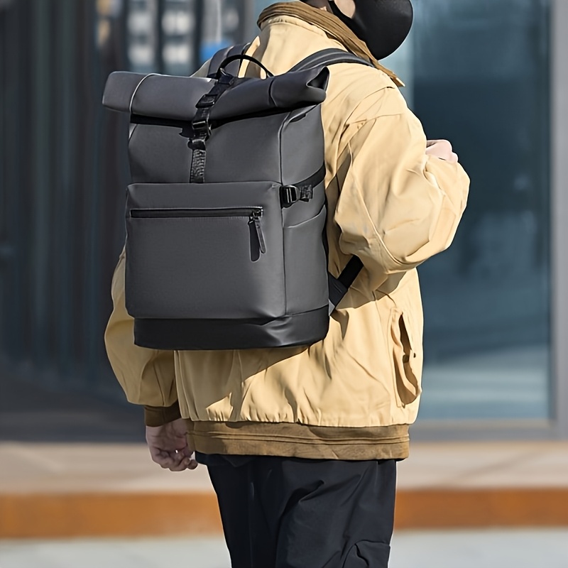 New Functional Style Casual Versatile Single-Shoulder Bag, Large Capacity Solid Color Simple Tote Storage Bag, Business Trip Backpack, Travel Hiking Mountaineering Backpack