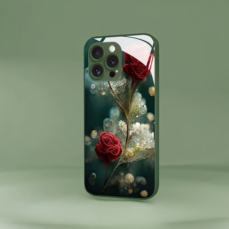 

Suitable For Ipone15/14/13/12/11/xsm/xr/xs/x/7 Mobile Phone Case Personalized Fashion Hd Flower Glass All-inclusive Anti-fall Protective Cover