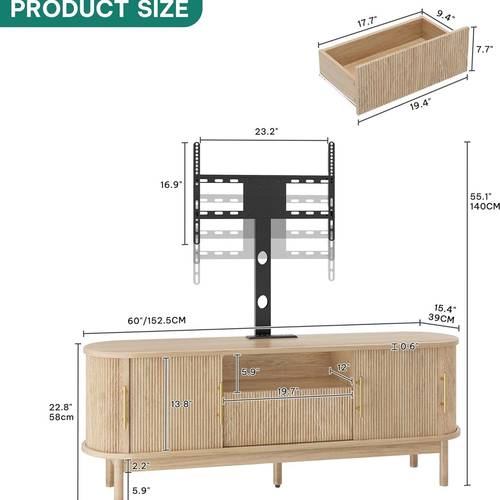 modern tv stand compatible for 32 70 32 75 tvs with built in adjustable mount power outlet sliding door media console adjustable height non wood assembly tv stand suitable for living room entertainment center