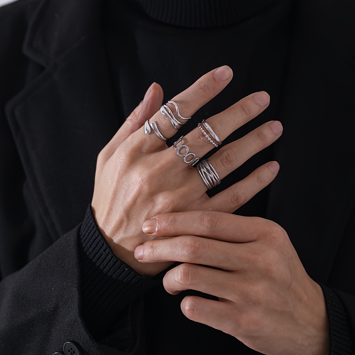 5pcs Unisex Stylish Minimalist Couple Rings Set